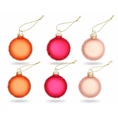 Weihnachtskugel Glas Macaron orange 6 cm Set von 6