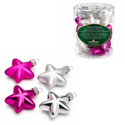 Mini Weihnachtskugeln Stern Glas 4 cm Set 12-teilig