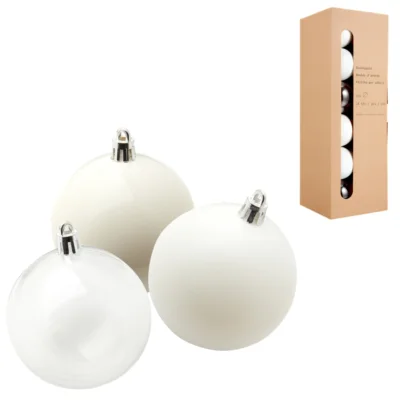 Weihnachtskugeln weiß transparent 7 cm 24er-Set
