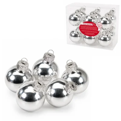 Deco Heitmann Weihnachtskugeln Glas silberfarbig 4 cm 12er-Set