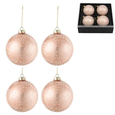 J-Line weihnachtskugeln rosa 12 cm 4 stück
