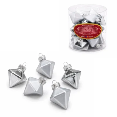 Deco Heitmann Weihnachtskugeln Diamant Glas silberfarbig 4 cm 12er-Set