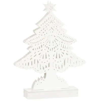 J-Line kerstboom LED op batterij wit 32,5 cm