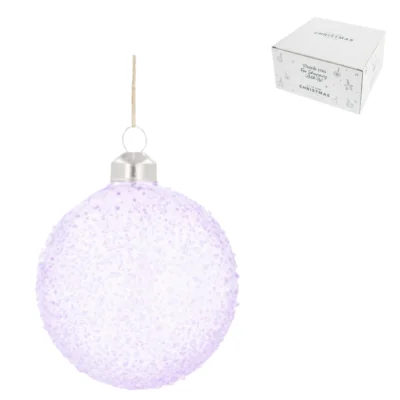Kerstbal glas spikkel paars 10 cm 4 stuks