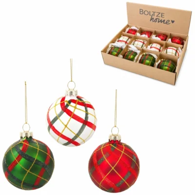 Boltze kerstbal glas Scotty 10 cm 3 assorti