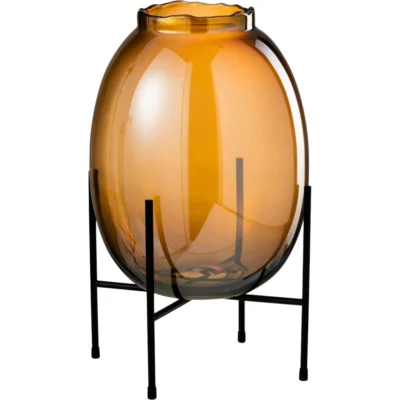 J-Line vaas op standaard rookglas bruin 39 cm