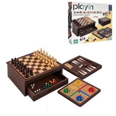 PLAY IN Gesellschaftsspiel Holz 8-in-1