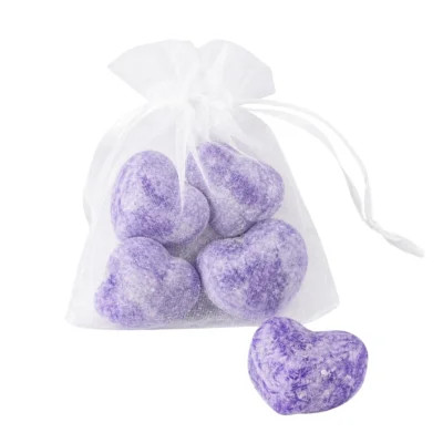 Amberblokje Hart intense secret 2,5 cm organza zakje met 4 stuks