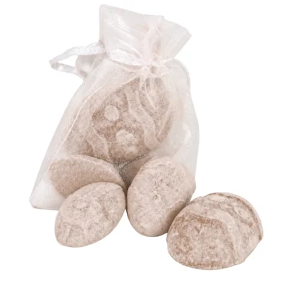 Amberblokje pasen eieren original amber 4,5 cm organza zakje met 3 stuks