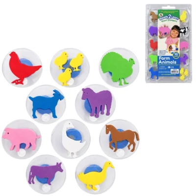Stempel Boerderijdieren 7,5 cm set van 10
