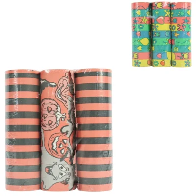 Serpentines bloemen/sterren en Halloween 4 meter 2 assorti set van 3