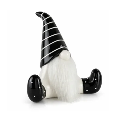 J-Line beeld kerstman zittend zwart/wit 19 cm