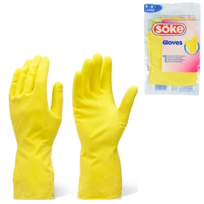 Soke huishoudhandschoenen latex geel maat L