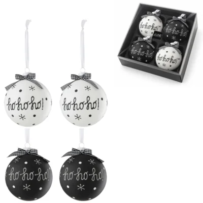 J-Line Weihnachtskugeln Glas Ho Ho Ho 10 cm 4er-Set