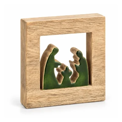 J-Line Weihnachtskrippe Holz grün 16 cm