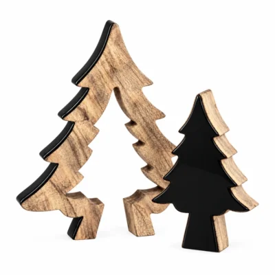 J-Line Weihnachtsbaum Mangoholz schwarz 30 cm 2-teilig