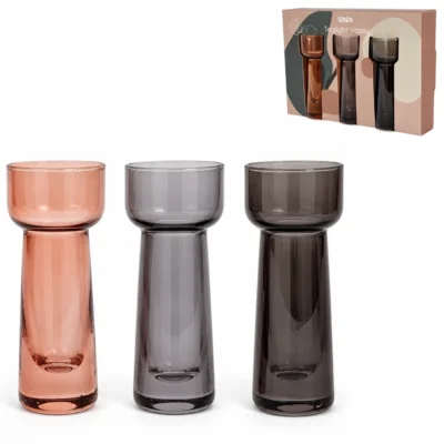 SENZA theelichthouder/vaas terra 10 cm set van 3