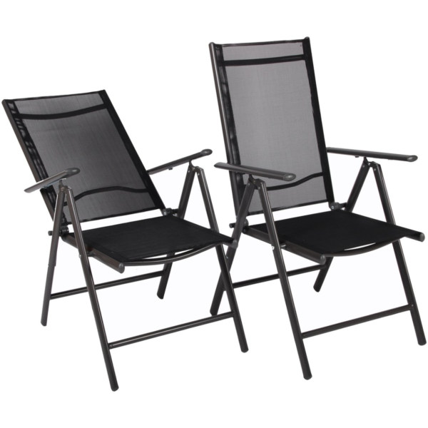 Tuinstoel verstelbaar aluminium antraciet 105 cm