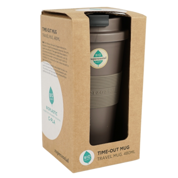 Zuperzozial reisbeker Time-Out bruin 480 ml