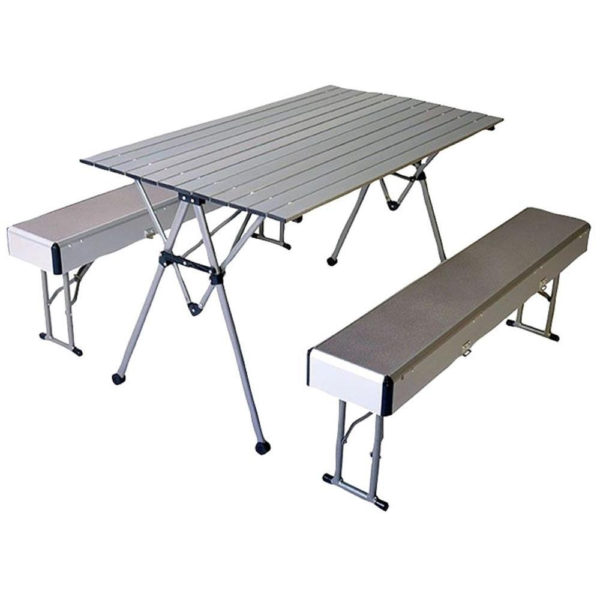 Campingtafel met 2 banken  aluminium 119 cm
