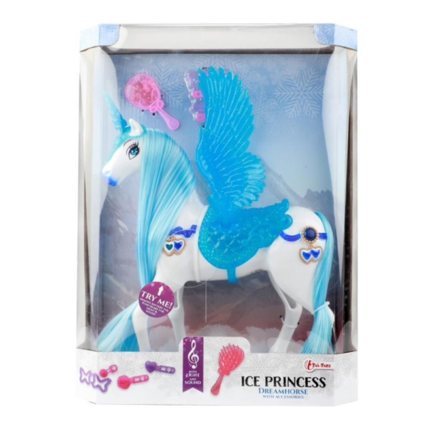 Toi-Toys Ice Princess droom paard met licht en geluid blauw 29 cm