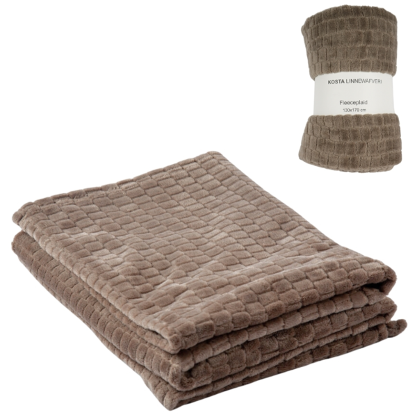 Kosta Linnewafveri fleeceplaid bruin 130 x 170 cm