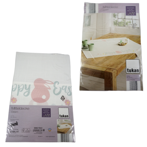 Tukan tafelkleed Pasen wit 90x90 cm