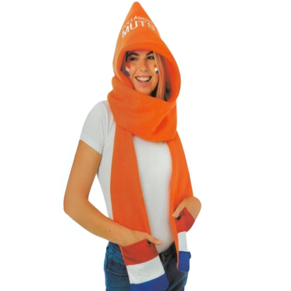3 in 1 muts, sjaal & wanten oranje