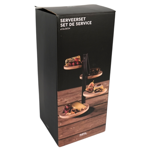 Gusta serveertoren etagére met hendel zwart 36 cm
