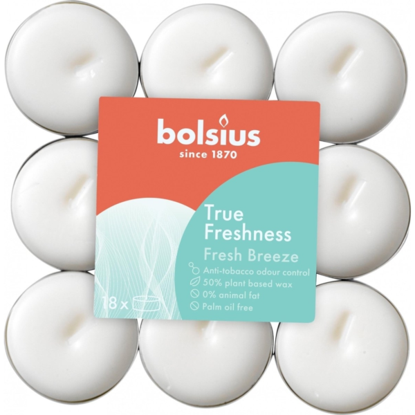 Bolsius theelichten True Freshness anti-tabak 3,9 cm 18 stuks