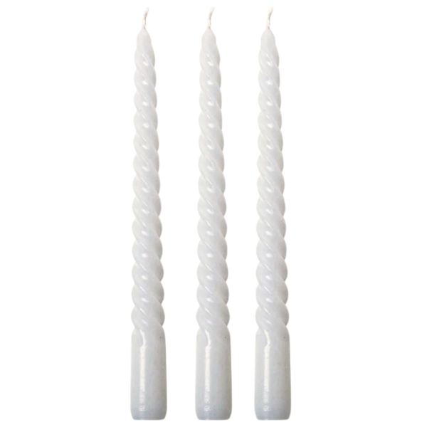 Gusta dinerkaarsen Swirl wit 25 cm set van 3