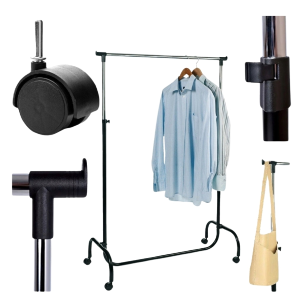 Kledingrek verstelbaar zwart 105/175 cm