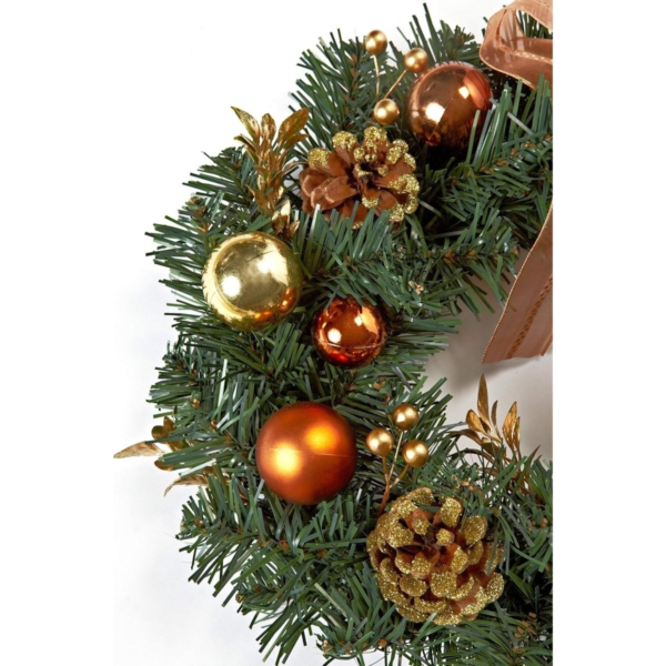 Kerstkrans met dennenappels en kerstballen 30 cm