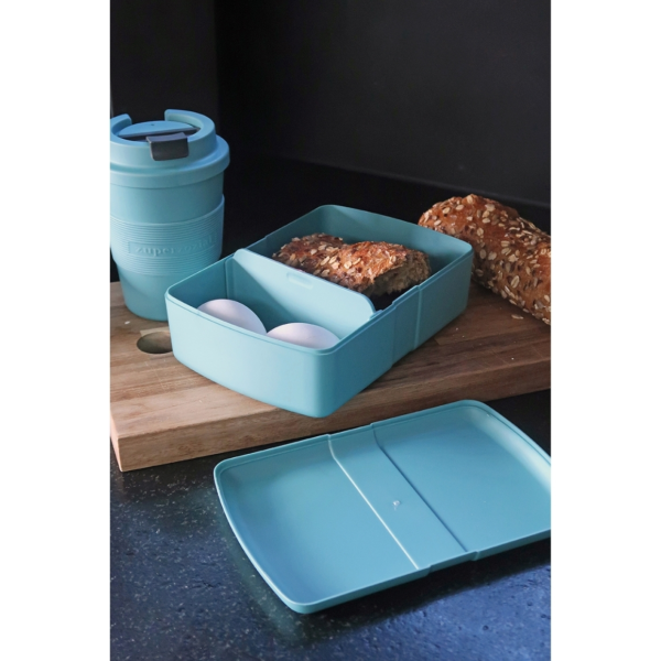 Zuperzozial broodtrommel Time-Out blauw 19 cm