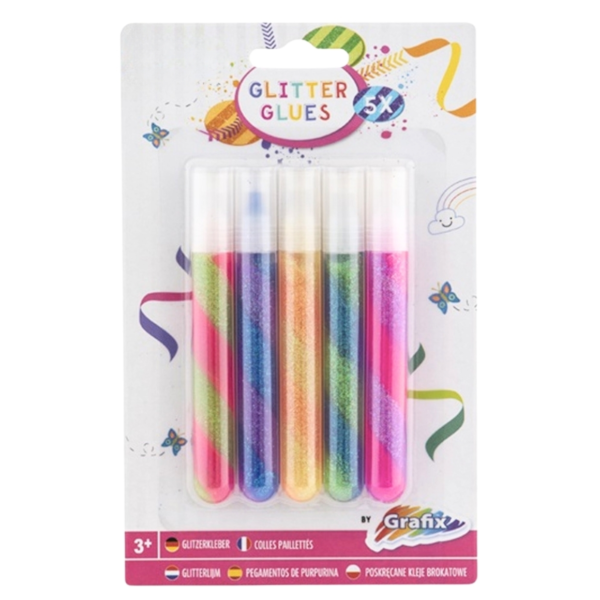 Glitter lijm Twisted 8 ml set van 5
