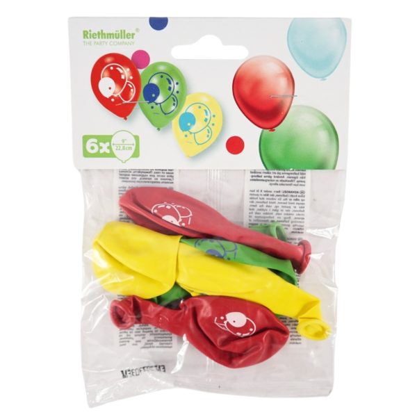 Luftballons mit Ballondruck mehrfarbig 22,8 cm 6 Stück