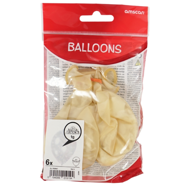 Amscan ballonnen confetti transparant 27,5 cm 6 stuks