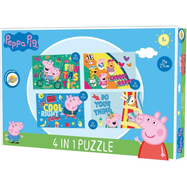 Paw Patrol/ Peppa Pig 4 in 1 Puzzel 30 cm 5 assorti