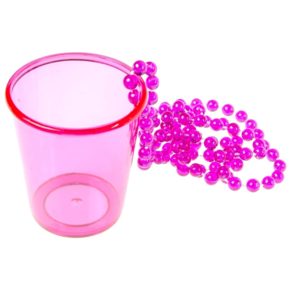 Shotjes glas met ketting 50 ml 6 assorti