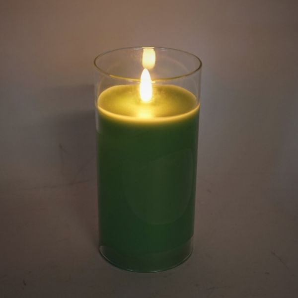 Stern Fabrik LED kaars timer op batterij groen 15 cm