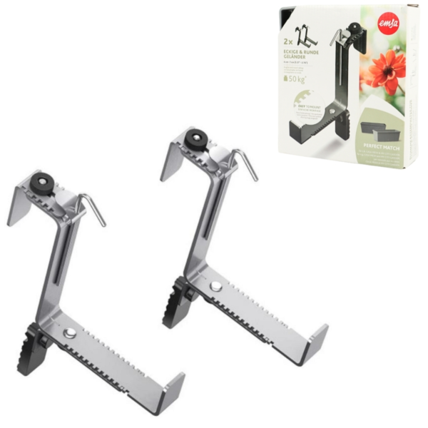 Emsa Blumenkastenhalter Aluminium grau 22 cm 2er Set