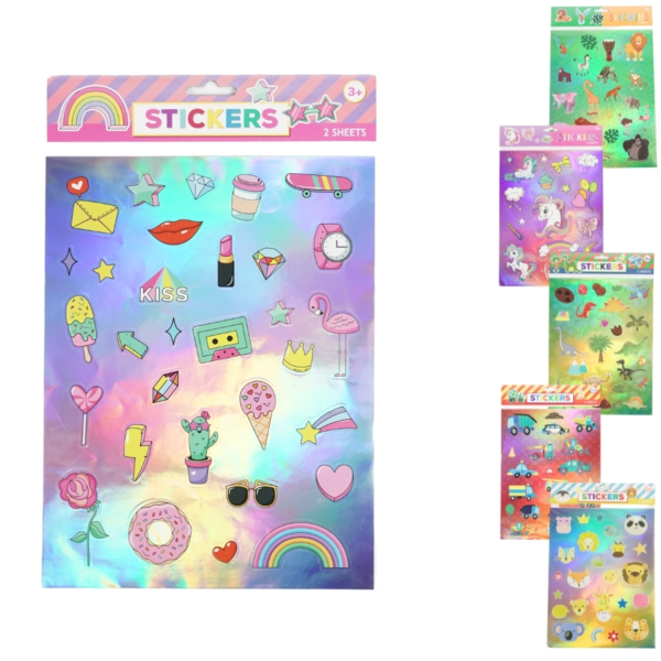 Hologramm stickerbogen 2 blätter 25,5 cm 6 sortiert