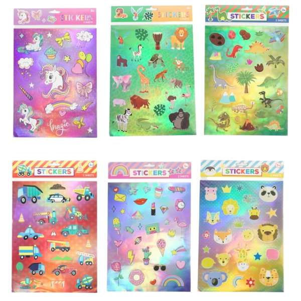 Hologramm stickerbogen 2 blätter 25,5 cm 6 sortiert