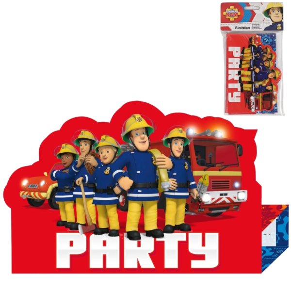 Brandweerman Sam uitnodigingen 16,5 cm 8 stuks