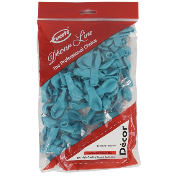 Everts ballonnen Decor Fashion carribbean blue 13 cm 100 stuks