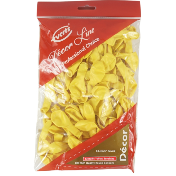 Everts ballonnen Metallic geel 13 cm 100 stuks