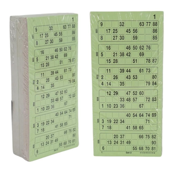 400177 Bingokaarten 1-90 geperforeerd 5 dik enkel