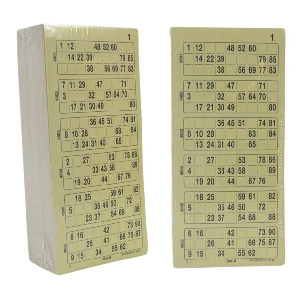 402250  Bingokaarten  1-90 geperforeerd 6 dik enkel 12 cm