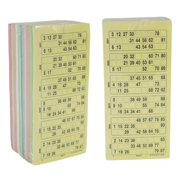 400229 Bingokaarten 1-90 geperforeerd kleursets enkel