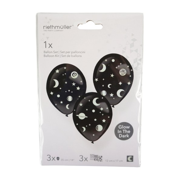 Amscan ballonnen Glow-in-the-Dark stickers 35 cm set van 3